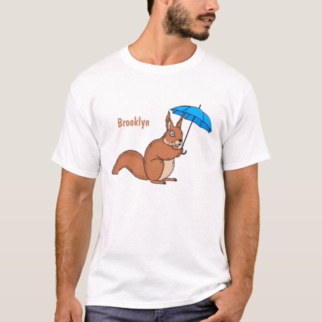 Cute Red Squirrel med paraplytecknad T Shirt (Framsida)