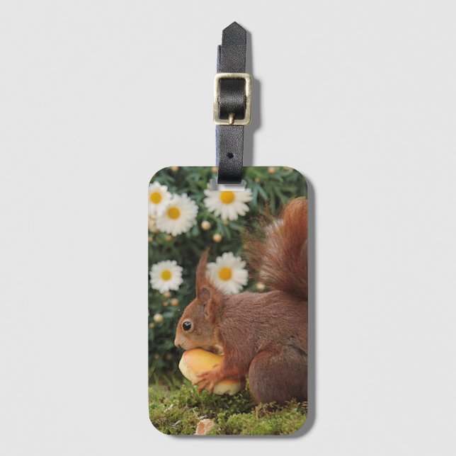 Cute Red Squirrel och Daisys Cute Photo Bagagebricka (Framsida vertikal)