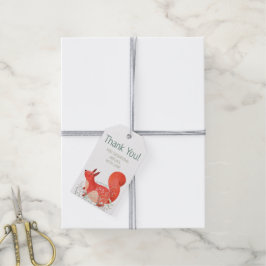 Cute Red Squirrel Wildblomme Gender Baby Shower Presentetikett