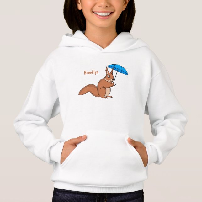 Cute red squirrel with umbrella cartoon  t shirt (Framsida)