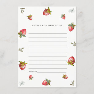 Cute Red Strawberry Advice for Morsa Baby Shower Tilläggskort