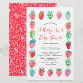 Cute Red Strawberry baby shower budget inbjudan
