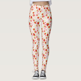 Cute Red Strawberry Fruit Mönster Leggings