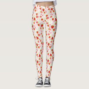Cute Red Strawberry Fruit Mönster Leggings