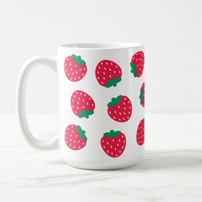 Cute Red Strawberry Frukt for Strawbär LoveMug Kaffemugg (Vänster)