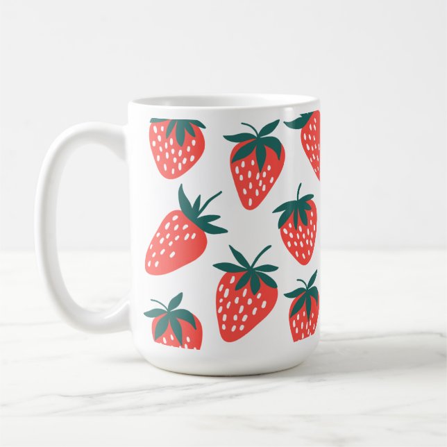 Cute Red Strawberry Frukt for Strawbär Mugg (Vänster)