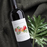 Cute Red Strawberry Leafy Foliage Möhippa Vinflaska Etikett<br><div class="desc">Om du behöver ytterligare anpassningar kan du kontakta mig på yellowfebstudio@gmail.com.</div>