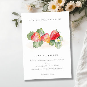 Cute Red Strawberry Leafy Foliage Vow Renewal Inbjudningar