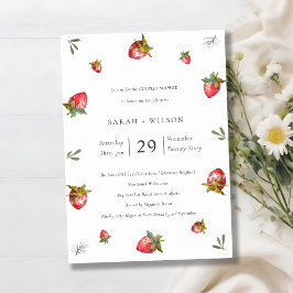 Cute Red Strawberry Leafy Par Shower Inbjudan