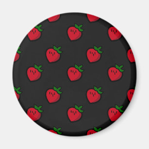 Cute Red Strawberry Mönster för vegetarianer Magnet