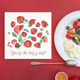 Cute Red Strawberry Pun Fruits Watercolor Mönster Pappersservett