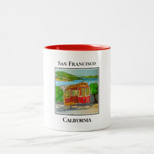 Cute Red Streetcar på Backe i San Francisco Två-Tonad Mugg
