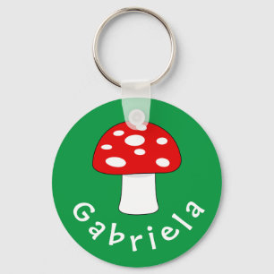 Cute Red svamp-nyckelkedja med namn för barn Nyckelring