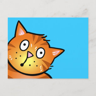 Cute Red Tecknad Cat - vykort