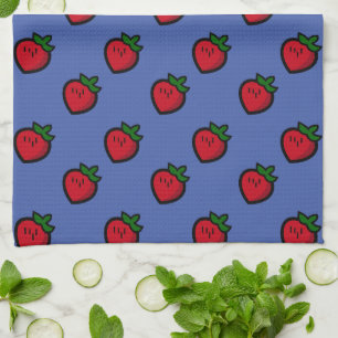 Cute Red Tecknad Jordgubbar för vegetarianer Kökshandduk