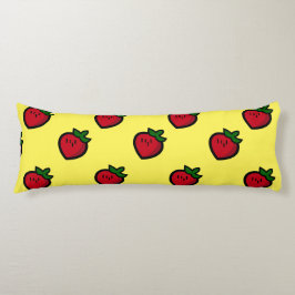 Cute Red Tecknad Jordgubbar för vegetarianer Kroppskudde