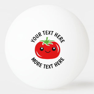 Cute red tomato ansikte kawaii teckning bord tenni pingisboll