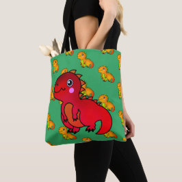 Cute Red Trex Lycklig Dinosaur Tygkasse