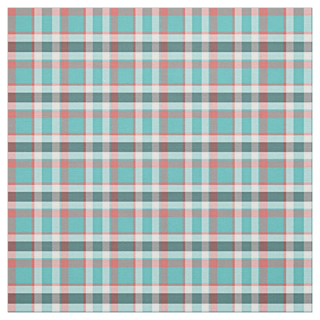 Cute Red Turcos Retro Chic Tartan Plaid Mönster Tyg (Provkarta)
