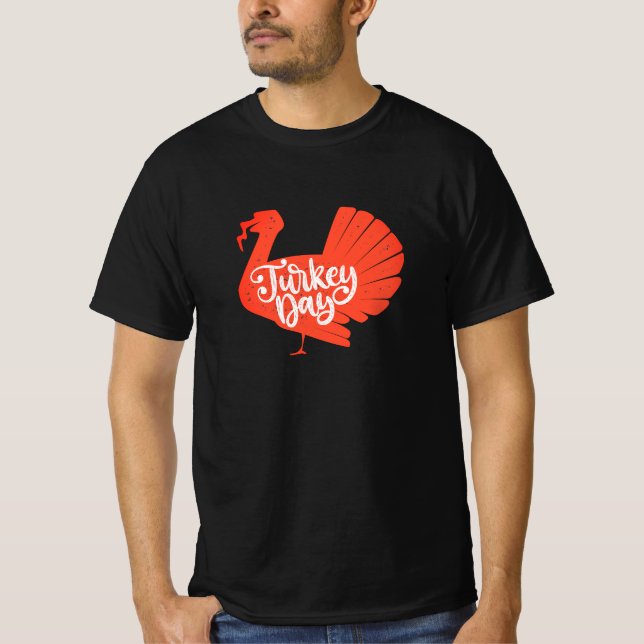 Cute Red Turkey-form med texttypgrafi T Shirt (Framsida)