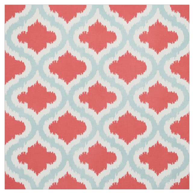 Cute red turquise ikat Moroccan mönster Tyg (Provkarta)