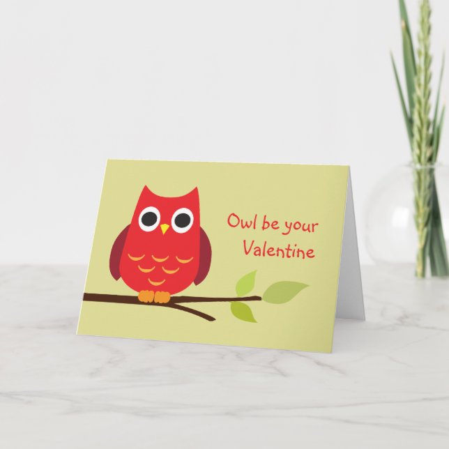 Cute Red uggla är din valentinadäberande Helgkort (Framsida)