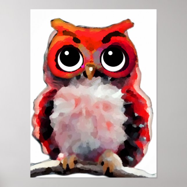 Cute Red Uggla Poster (Framsidan)