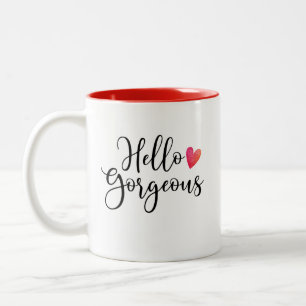 Cute Red Valentines day Hej Gorgous Två-Tonad Mugg