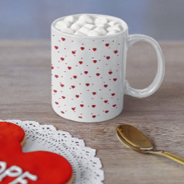 Cute Red Valentiness Hearts Mönster Kaffemugg