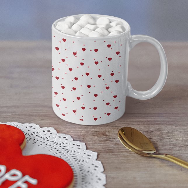 Cute Red Valentiness Hearts Mönster Kaffemugg (Skapare uppladdad)