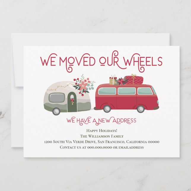 Cute Red Van Trailer Vi har flyttat Ny adress Meddelande (Framsida)