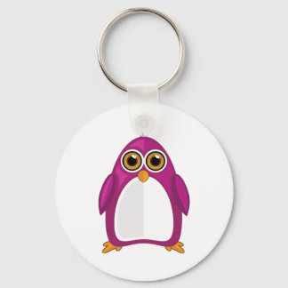 Cute Red Violet Penguin Big Eyes Cartoon Kawaii Nyckelring