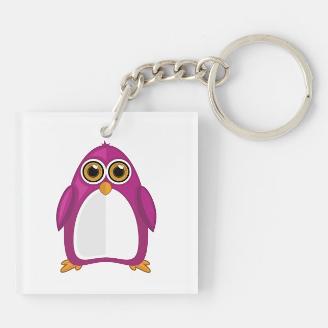 Cute Red Violet Penguin Kawaii Cartoon Big Eyes (Baksidan)