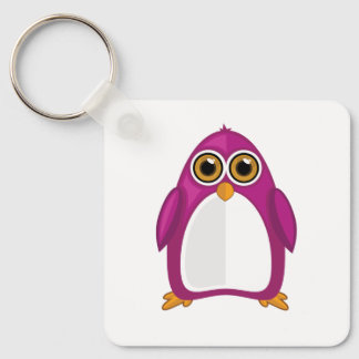 Cute Red Violet Penguin Kawaii Cartoon Big Eyes Nyckelring