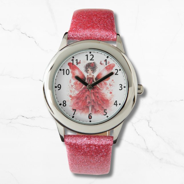 Cute Red Watercolor Fairy Girly Armbandsur (Skapare uppladdad)