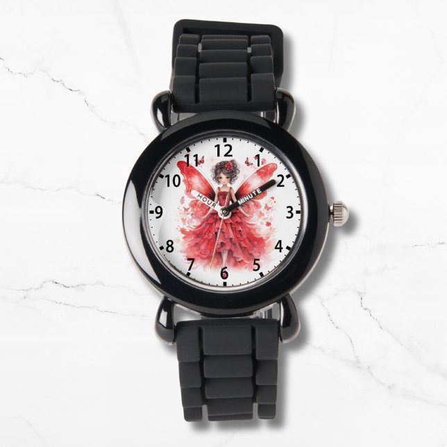 Cute Red Watercolor Fairy Girly Armbandsur (Skapare uppladdad)