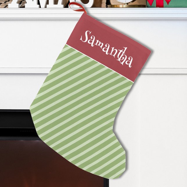 Cute Red Whimsiple Minimal Helgdag Stripe Liten Julstrumpa (Available in 3 sizes. 100% polyester.)