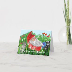 Cute Red, White and Blue Digital Painting Gnome Kort