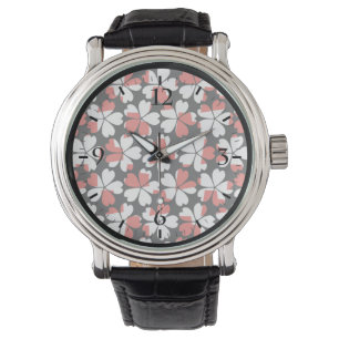 Cute Red white blommor mönster Armbandsur