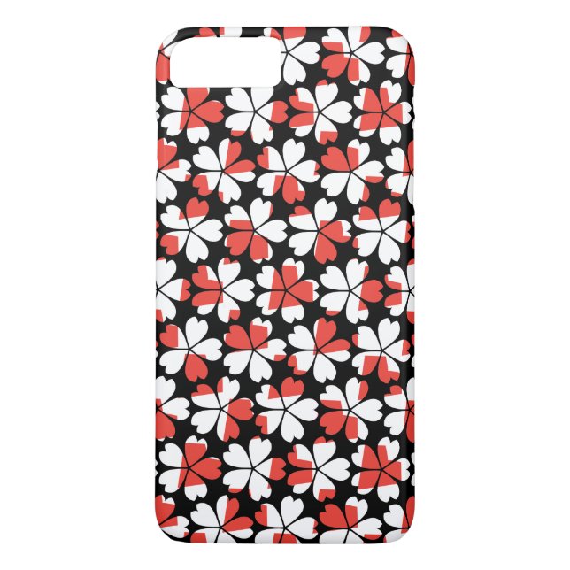 Cute Red white blommor mönster Case-Mate iPhone Skal (Baksida)