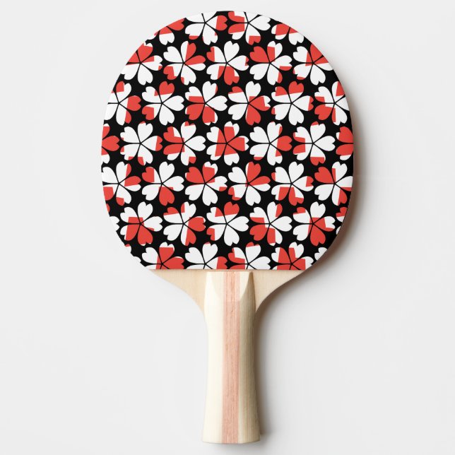 Cute Red white blommor mönster Pingisracket (Framsidan)