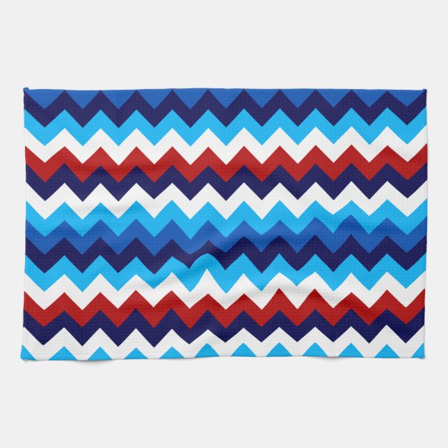 Cute Red White Blue Chevrons Kitchen Towel Kökshandduk (Horisontell)