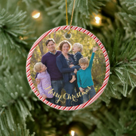 Cute Red White Candy cane Rand Fotojul Julgransprydnad Keramik