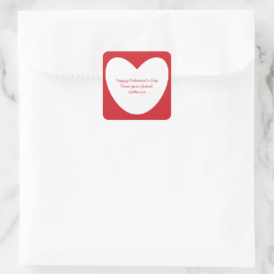 Cute Red white eart Classroom Valentine Day Fyrkantigt Klistermärke