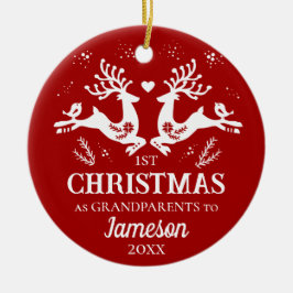 Cute Red White First jul Grandföräldrar Hjort Julgransprydnad Keramik