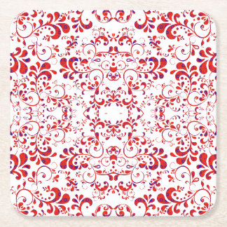 Cute red white floral pattern underlägg papper kvadrat