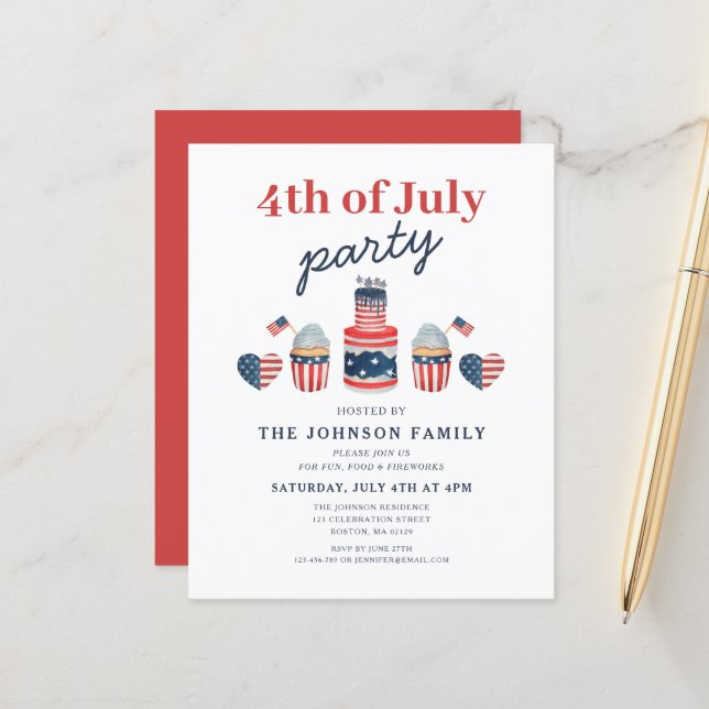 Cute Red White och Blue 4:e juli Party (Fram/Back In Situ)