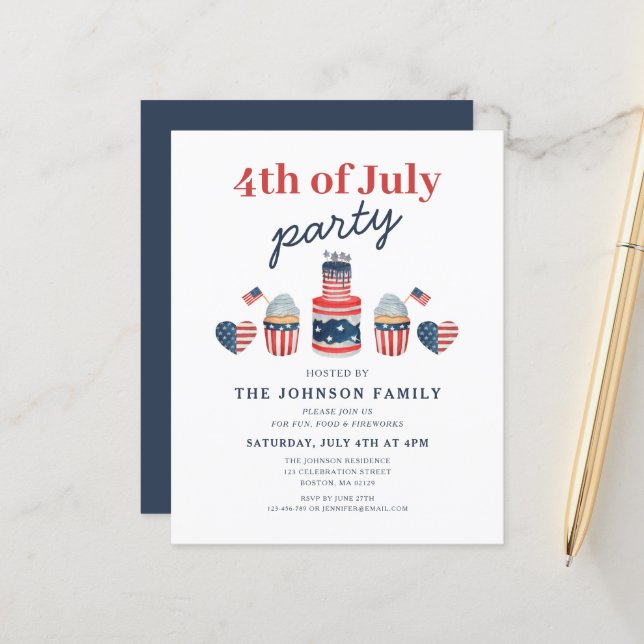 Cute Red White och Blue 4:e juli Party (Fram/Back In Situ)