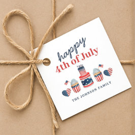 Cute Red White och Blue 4:e juli Party Gåvor Etiketter