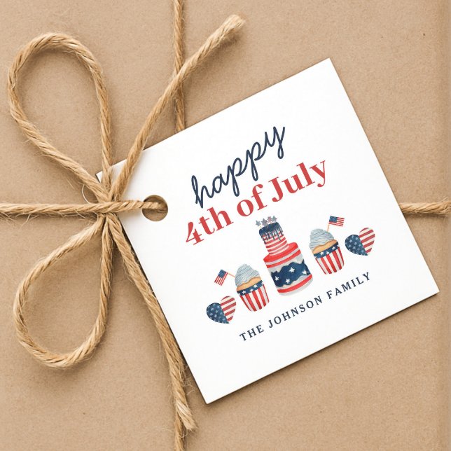 Cute Red White och Blue 4:e juli Party Gåvor Etiketter (Cute Red White And Blue 4th Of July Party Favor Tags)